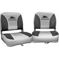 Seamanship 2X Folding Boat Seats Swivel Low Back 13cm Charcoal