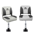 Seamanship Folding Boat Seat 2x Swivel Low Back 34-46cm Pedestal
