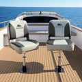 Seamanship Folding Boat Seat 2x Swivel Low Back 34-46cm Pedestal