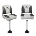 Seamanship Boat Seat Folding 2X Swivel Low Back 55-75cm Pedestal Charcoal
