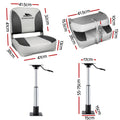 Seamanship Boat Seat Folding 2X Swivel Low Back 55-75cm Pedestal Charcoal