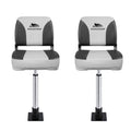 Seamanship Boat Seat Folding 2X Swivel Low Back 55-75cm Pedestal Charcoal