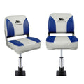 Seamanship Folding Boat Seat 2x Pedestal 34-46cm Swivel White