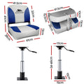 Seamanship Folding Boat Seat 2x Pedestal 34-46cm Swivel White