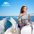 Seamanship Folding Boat Seat 2x Pedestal 34-46cm Swivel White