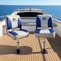 Seamanship Folding Boat Seat 2x Pedestal 34-46cm Swivel White