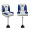 Seamanship 2X Folding Boat Seats Swivel Pedestal 55-75cm White Blue