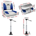 Seamanship 2X Folding Boat Seats Swivel Pedestal 55-75cm White Blue