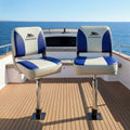 Seamanship 2X Folding Boat Seats Swivel Pedestal 55-75cm White Blue