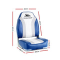 Seamanship 2X Folding Boat Seats Swivel High Back Blue 12cm Padding