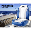 Seamanship 2X Folding Boat Seats Swivel High Back Blue 12cm Padding