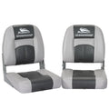 Seamanship 2X Folding Boat Seats Swivel Low Back 10cm Charcoal