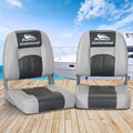 Seamanship 2X Folding Boat Seats Swivel Low Back 10cm Charcoal
