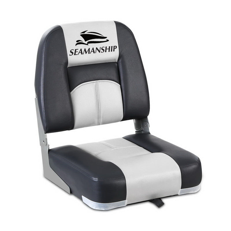 Seamanship 2X Folding Boat Seats Swivel Low Back Grey Marine