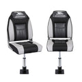 Seamanship Folding Boat Seat 2X with Pedestal 34-46cm Black