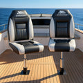 Seamanship Folding Boat Seat 2X with Pedestal 34-46cm Black