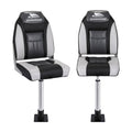 Seamanship Folding Boat Seat Swivel 55-75cm High Back Pair Black
