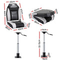 Seamanship Folding Boat Seat Swivel 55-75cm High Back Pair Black