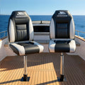 Seamanship Folding Boat Seat Swivel 55-75cm High Back Pair Black