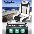 Seamanship 2X Folding Boat Seats Swivel High Back Grey 12cm Pad