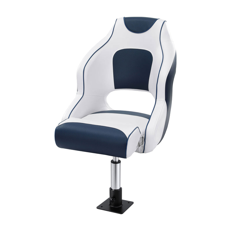Captain Boat Seat Flip Up Swivel 15cm Padding Blue Adjustable 34-46cm