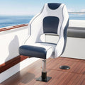 Captain Boat Seat Flip Up Swivel 15cm Padding Blue Adjustable 34-46cm