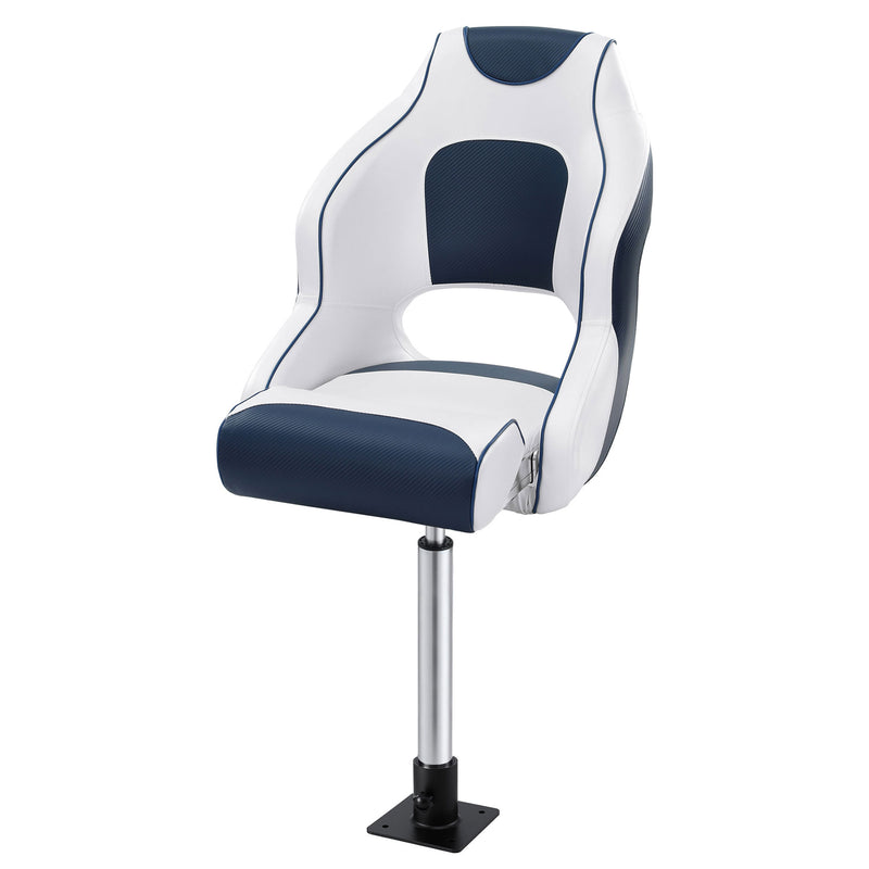 Captain Boat Seat Swivel Blue 15cm Padding Adjustable 55-75cm Pedestal