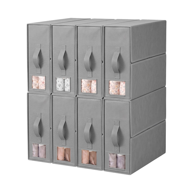 Artiss Bed Sheet Organisers Box Set 8Pcs Storage King Size Bedding Foldable Grey