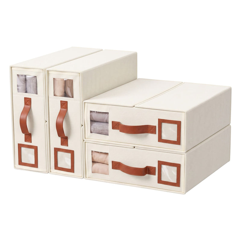 Artiss Bed Sheet Organisers Box 4Pcs Storage King Size Bedding Foldable Beige
