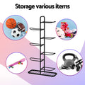 Everfit 7-Tier Ball Storage Rack Organiser Garage Gym Black