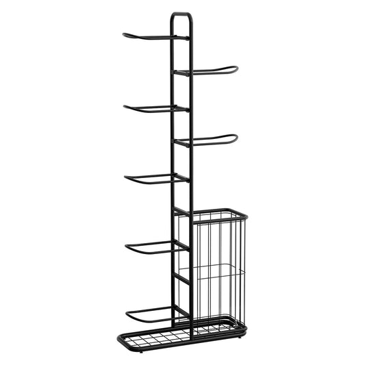 Everfit Ball Storage Rack Sports Equipment Organizer 7-Tier with Basket for Garage Gym Black