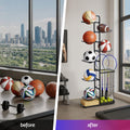 Everfit 7-Tier Ball Storage Rack with Basket Garage Gym Organizer