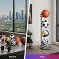 Everfit 4-Tier Ball Storage Rack Garage Gym Organizer Black