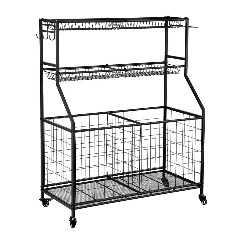 Everfit Sports Equipment Organizer Storage Wheels Garage Gym Black