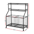 Everfit Sports Equipment Organizer Storage Wheels Garage Gym Black