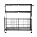 Everfit Sports Equipment Organizer Storage Wheels Garage Gym Black
