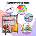 Everfit Sports Equipment Organizer Storage Wheels Garage Gym Black