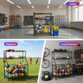 Everfit Sports Equipment Organizer Storage Wheels Garage Gym Black