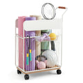 Everfit Yoga Mat Rack Mobile Storage Organiser White with Wheels