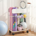 Everfit Yoga Mat Rack Mobile Storage Organiser White with Wheels