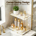 Artiss 2 Tier Corner Bathroom Storage Rack Gold Marble Organiser