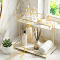 Artiss 2 Tier Corner Bathroom Storage Rack Gold Marble Organiser