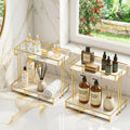 Artiss 2X Bathroom Storage Rack 2 Tier Corner Organiser Gold Marble Look