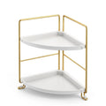 Artiss Bathroom Corner Shelf Countertop Organiser Vanity Storage Rack White Gold