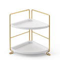 Artiss Bathroom Corner Shelf Countertop Organiser Vanity Storage Rack White Gold