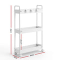Artiss 3 Tier Slim Storage Trolley Narrow Utility Organiser Rack White