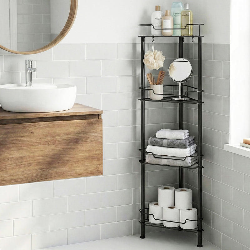 Artiss 4 Tier Corner Shower Caddy Bathroom Organiser Black