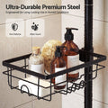 Artiss Tension Pole Shower Caddy Steel Corner Bathroom Shelf Black