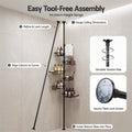 Artiss Tension Pole Shower Caddy Steel Corner Bathroom Shelf Black