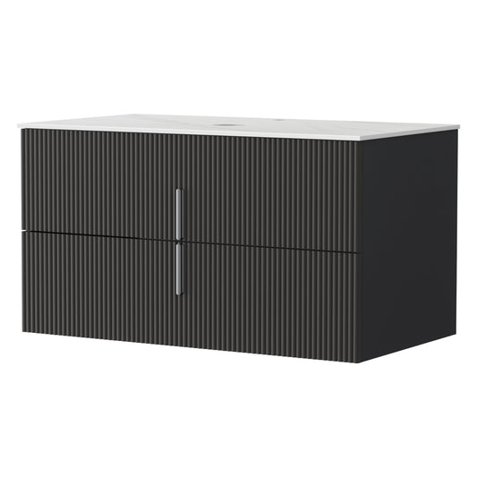 Cefito 900mm Vanity Unit Black Timber Bathroom Cabinet Wall Hung